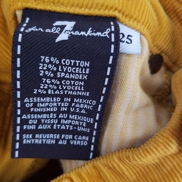 7 for All Mankind Corduroy Pants Women's Size 25 Skinny Bronze Gold 5 Pocket - Picture 8 of 8